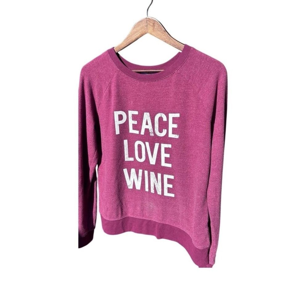 Grayson/Threads Sweatshirt Women Small Berry Pink Peace Love Wine
